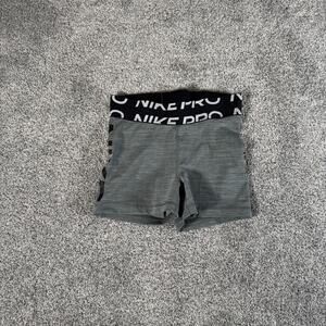 Nike Pro Shorts Womens Small Gray 3 In Compression Dri-FIT Logo Waist DD8265-084